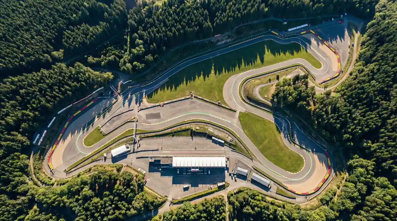 Widok z lotu ptaka na tor wyścigowy F1 z zaznaczonymi sektorami